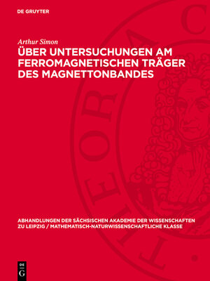 cover image of Über Untersuchungen am ferromagnetischen Träger des Magnettonbandes